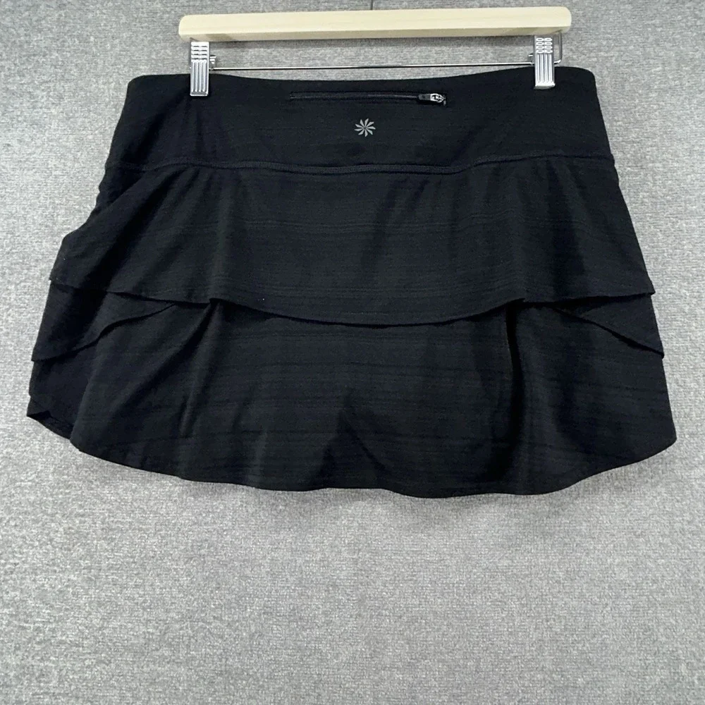 Athleta Stripe Swagger Skort Women Size Large Black Tennis Golf 983302‎